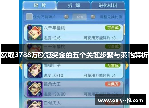 获取3788万欧冠奖金的五个关键步骤与策略解析