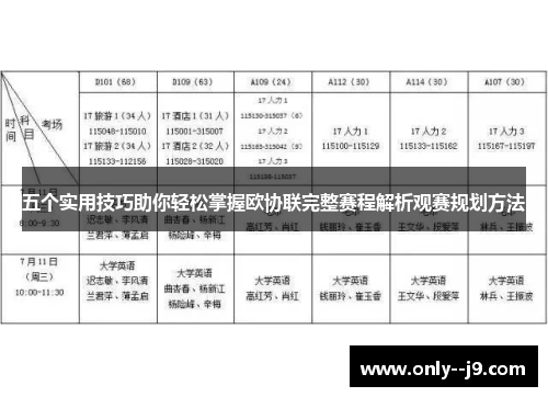 五个实用技巧助你轻松掌握欧协联完整赛程解析观赛规划方法